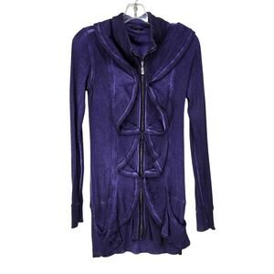 Yest Acubi Hippie Eclectic Mori Girl Lagenlook Purple Ruffled Hoodie Size Small